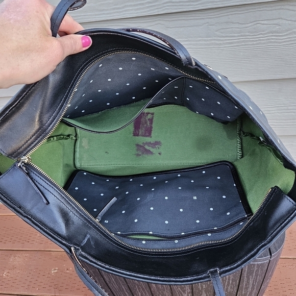 Kate Spade Polka Dot Tote Diaper Baby Bag Black White Purse Shopper Bag Vintage - Picture 15 of 16